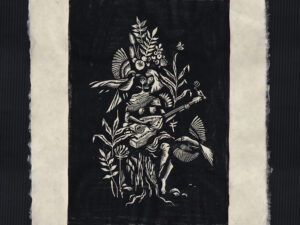 Linogravure Musicienne