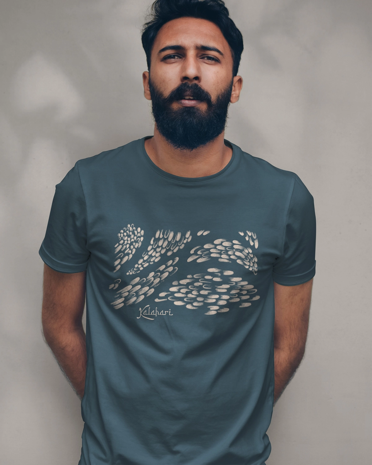 KALAHARI_T-shirt-motif-bleu-ocean T-shirt sérigraphié Kalahari motifs abstraits