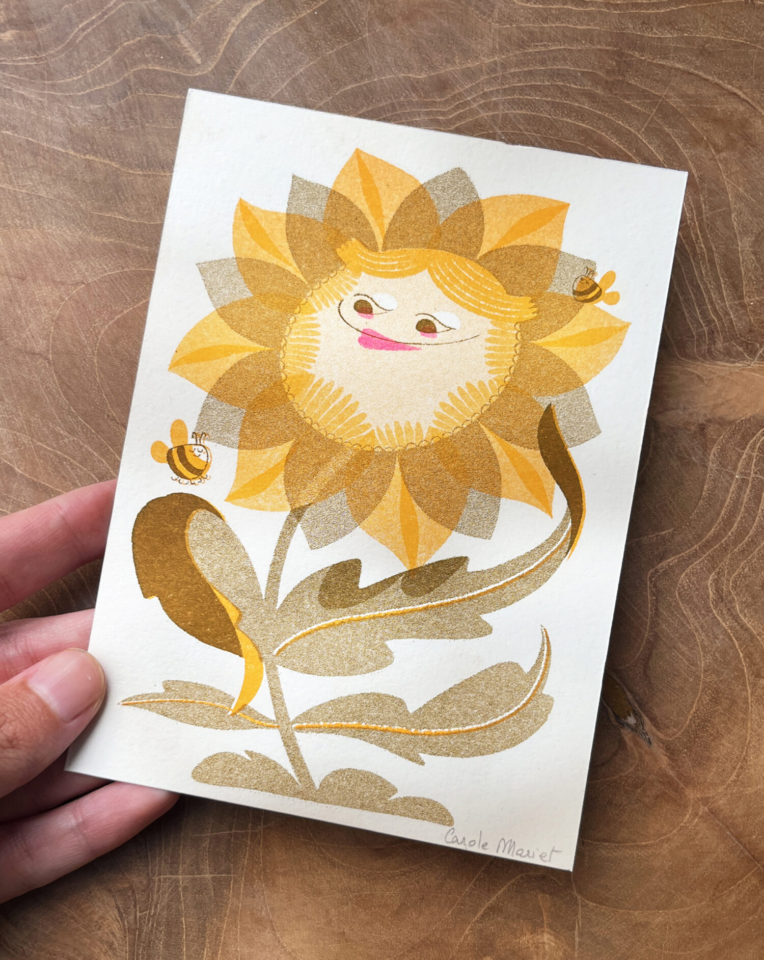 Risographie fleur carte