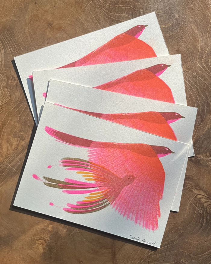 Carte risographie "Les Oiseaux"