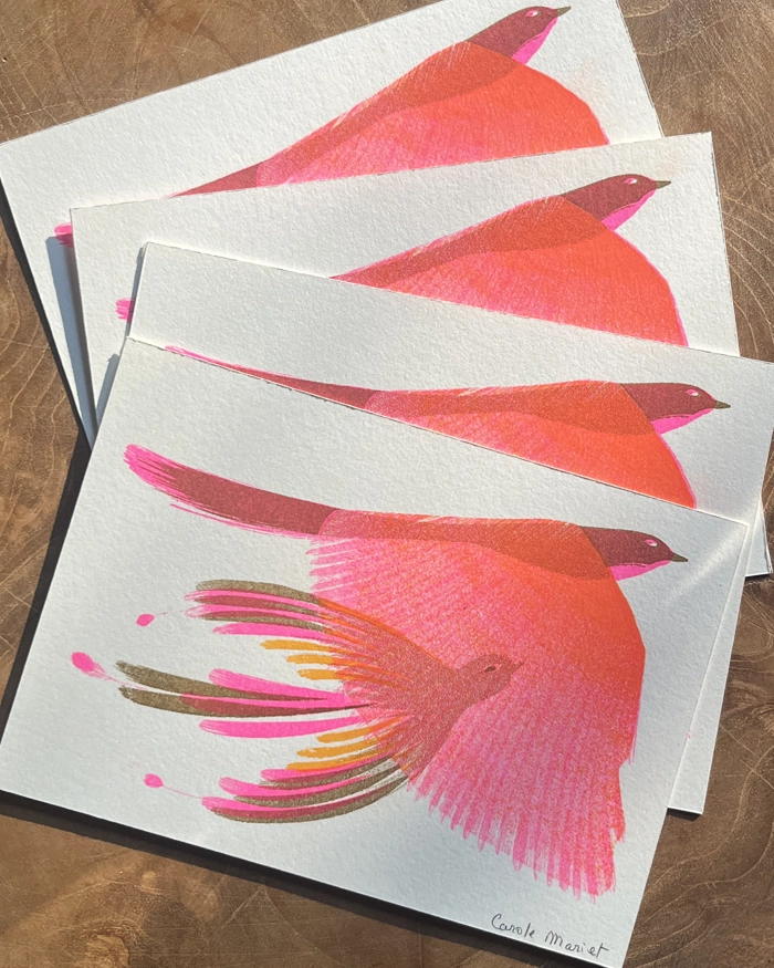 Carte risographie "Les Oiseaux"