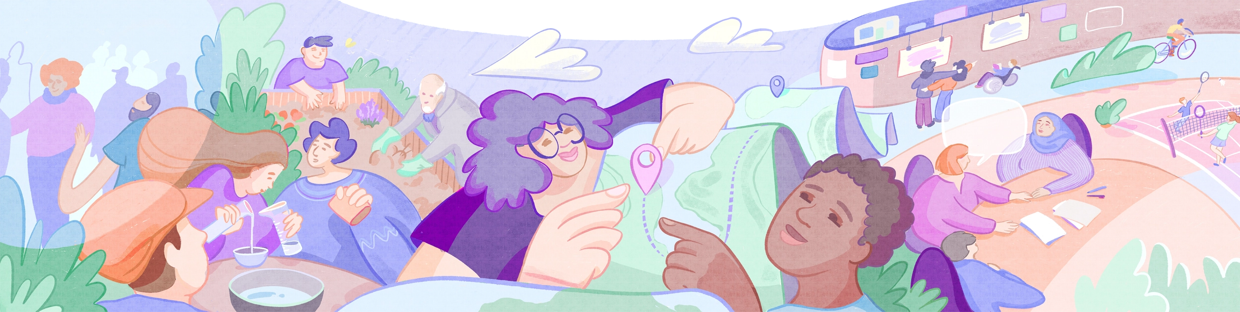 SDS_Bandeau-illustration_Scenes-vie Bandeau illustration scènes de vie pour la page d'accueil Semeurs de Santé