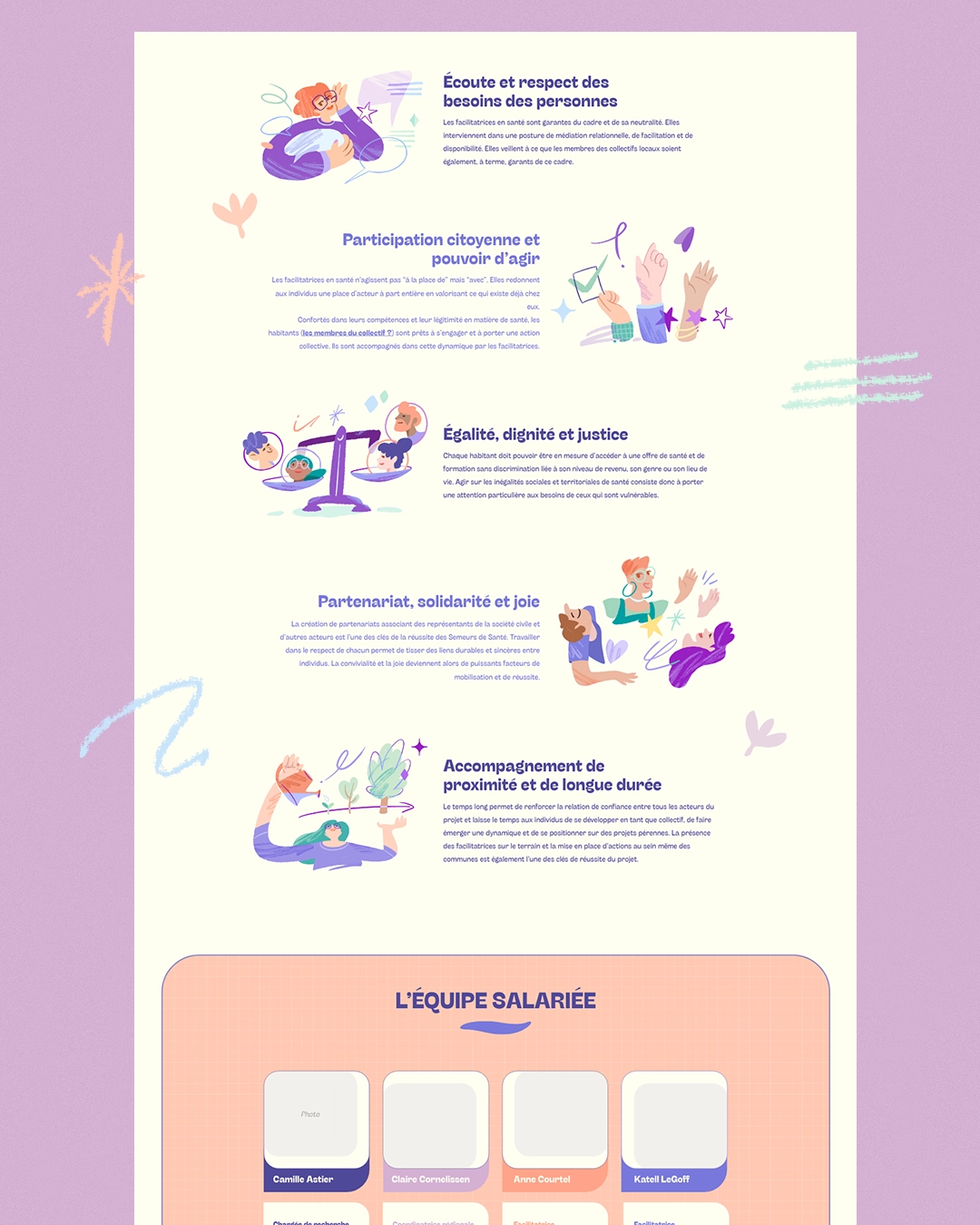 Semeurs de santé aperçu site page Valeurs