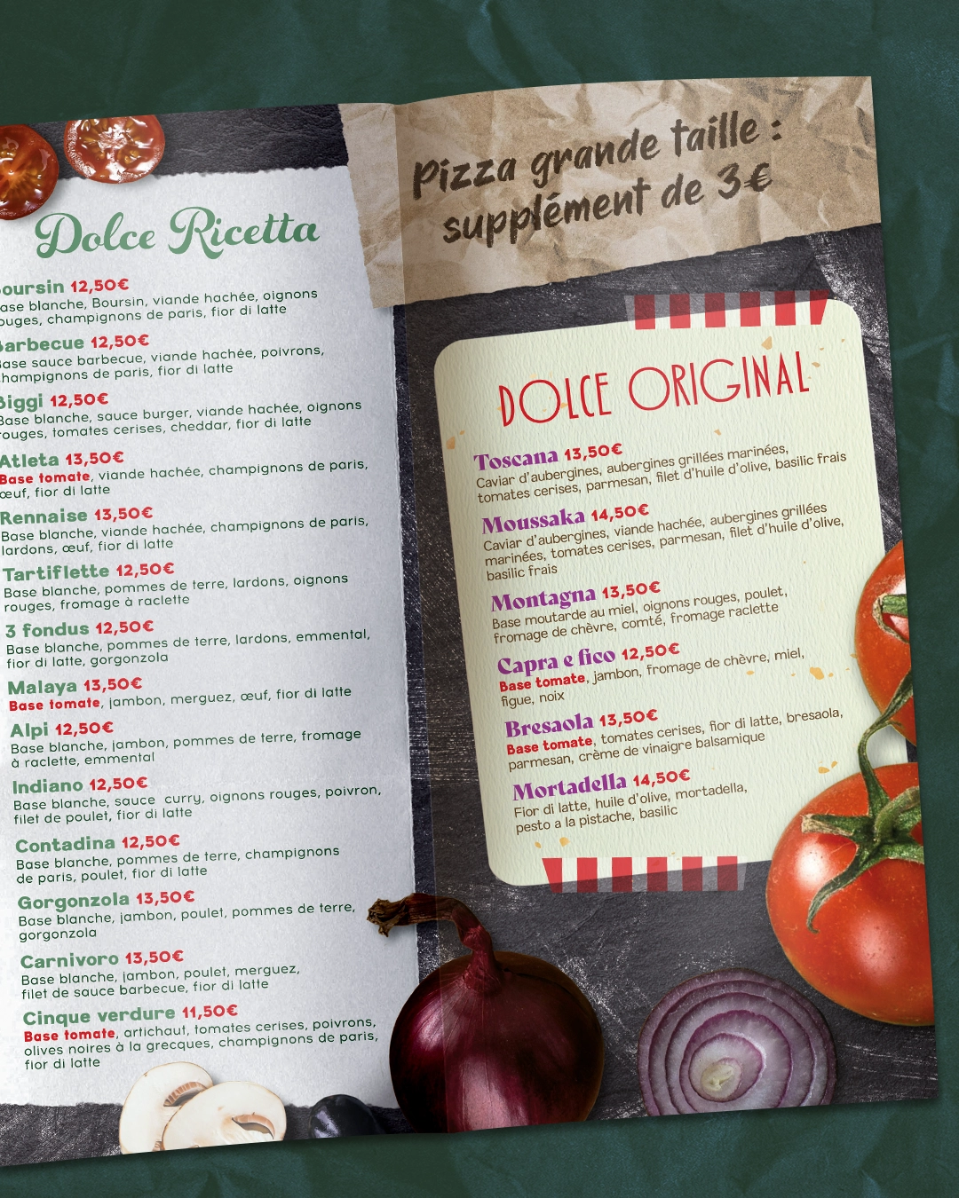 Flyer menu pizzéria Dolce Pizza