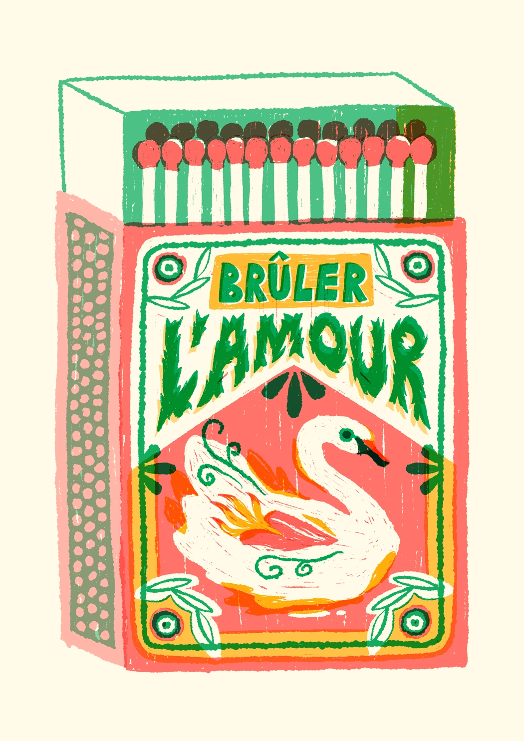 Illustration Boîte d'allumettes Brûler l'Amour