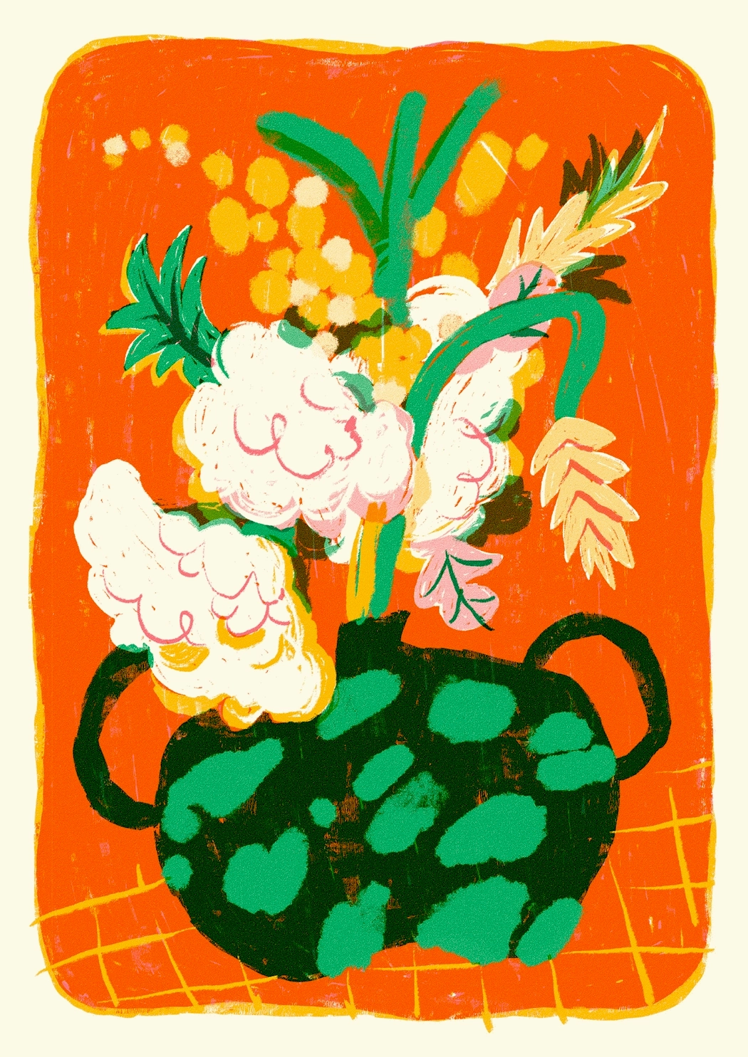Vase tacheté bouquet de fleurs
