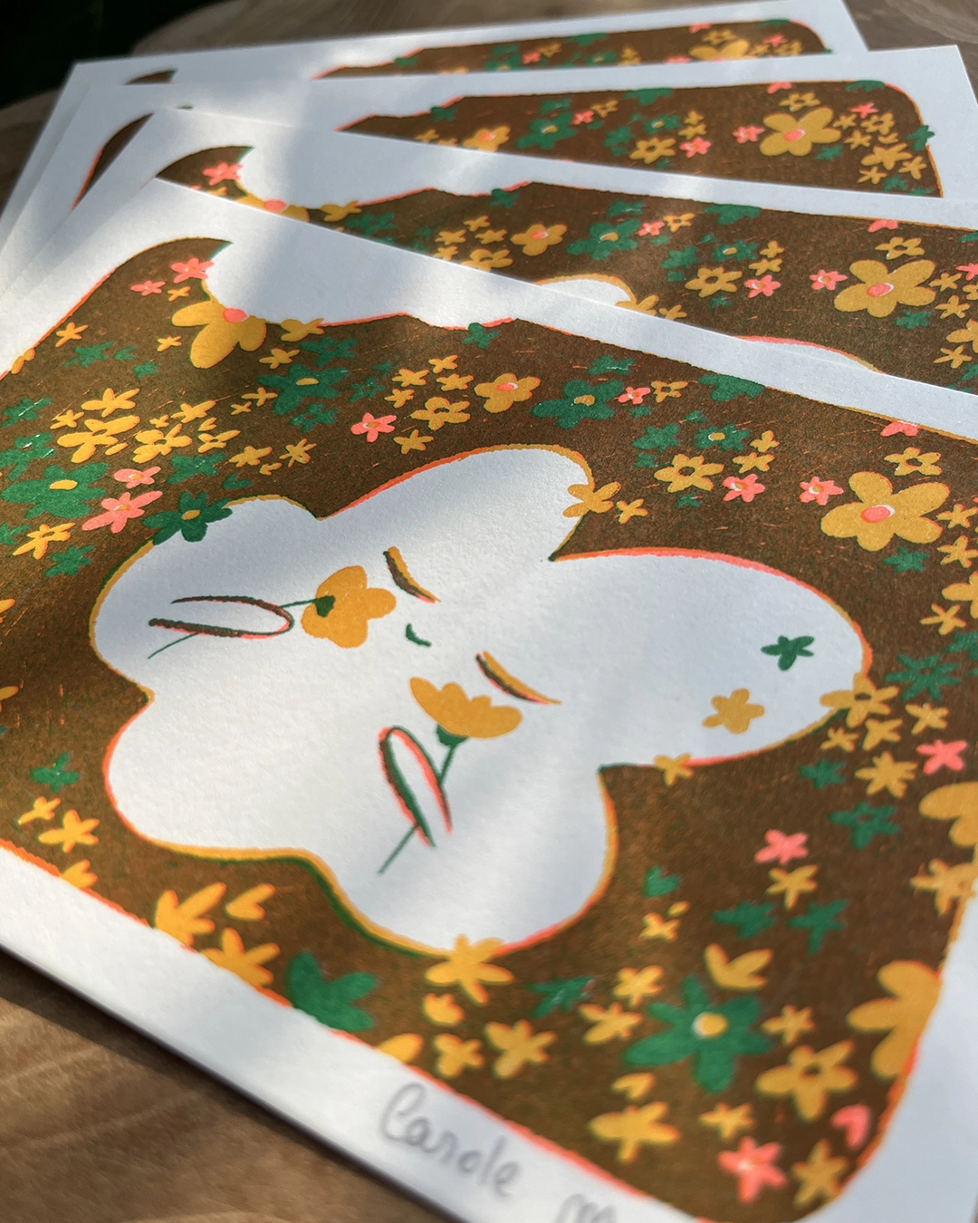Cartes risographie Champ de fleurs
